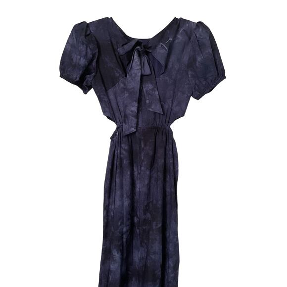 Likely Rosa Dress Womens 2 Indigo Blue Tie-Dye Puff Sleeve Maxi Cut Out Flounce - Picture 7 of 15